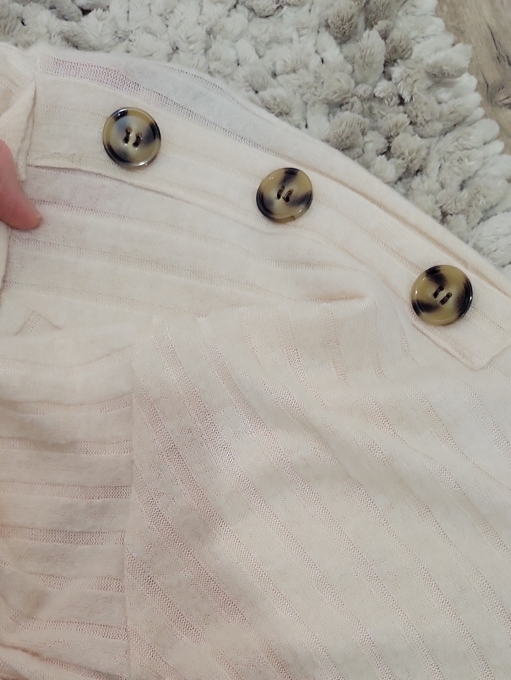 Button-Shoulder Cream Cowl-Neck Sweater - Picture 4 of 4